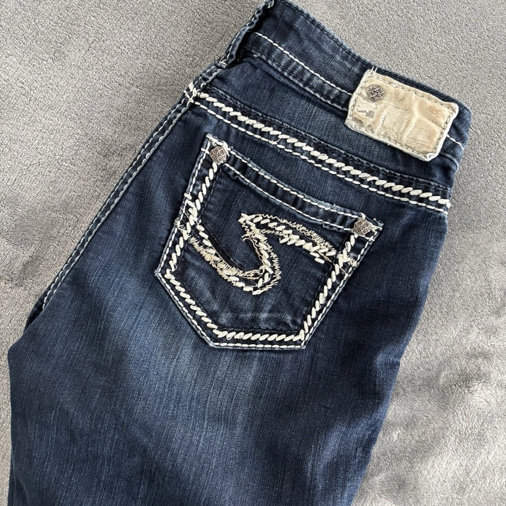 Silver Jeans Co. Dark Wash Denim Embellished Pocket Women's‎ Jeans 27x33